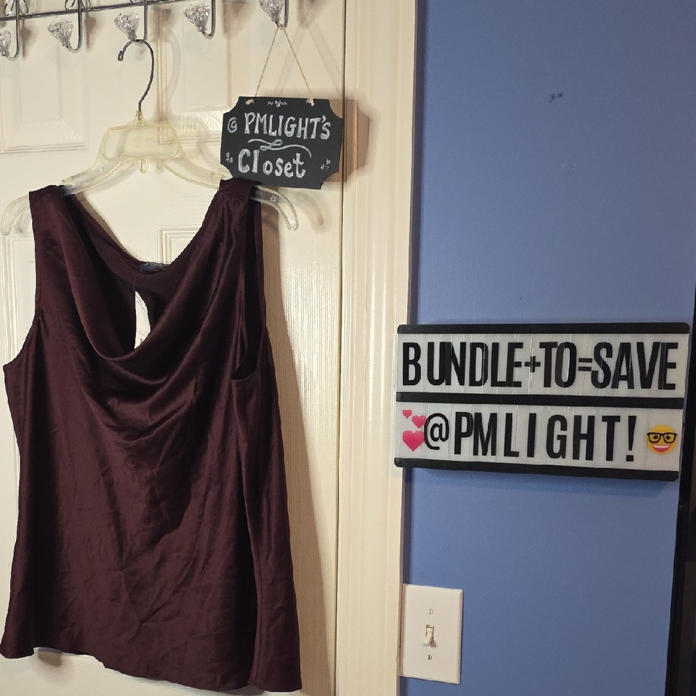 American Living Sleeveless Wine Blouse XL New Scoop Neck